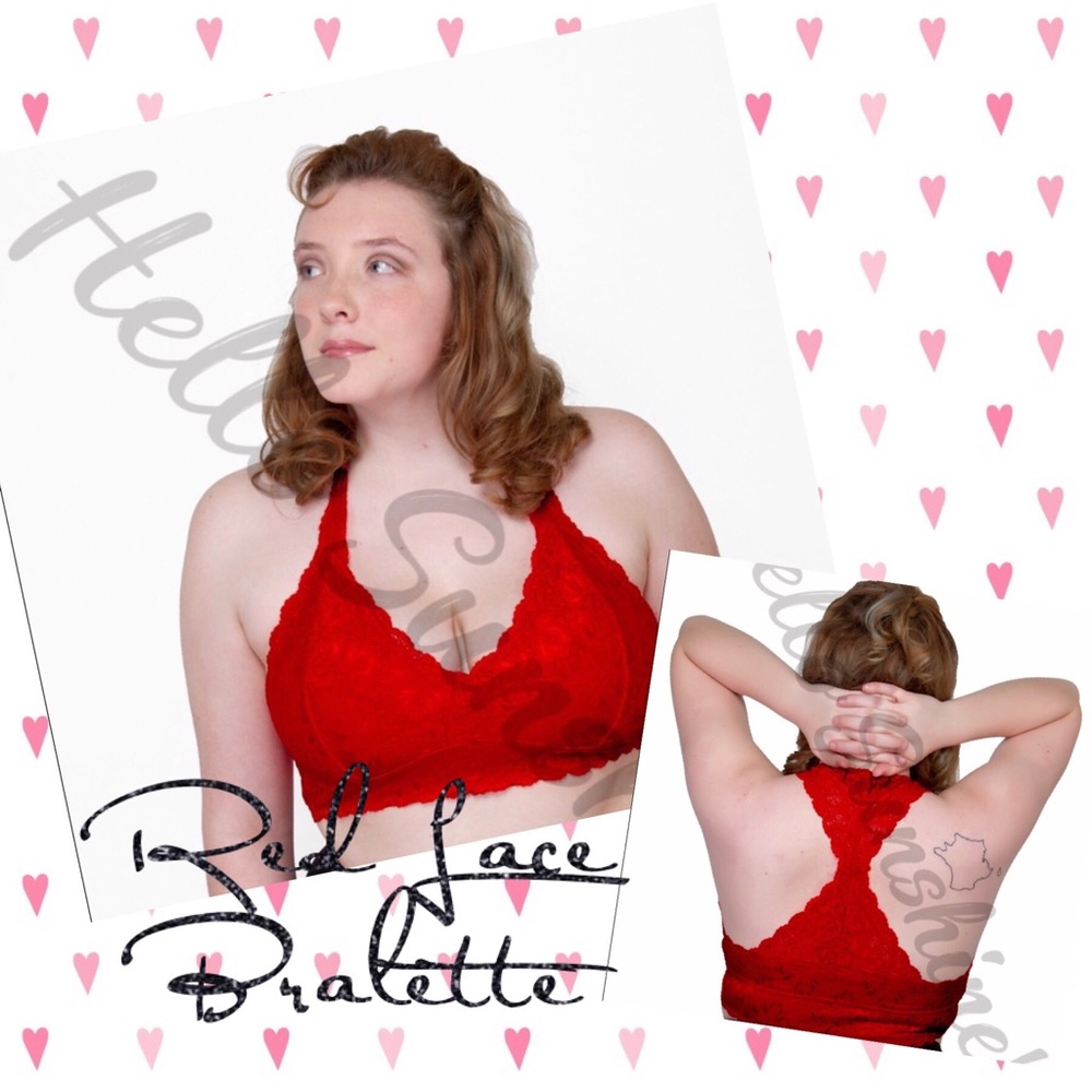 Plus size Red lace bralettes.
